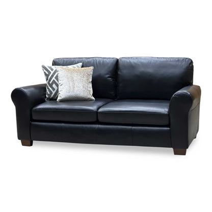 ‘Bailey' Black Leather 3 Seater Sofa