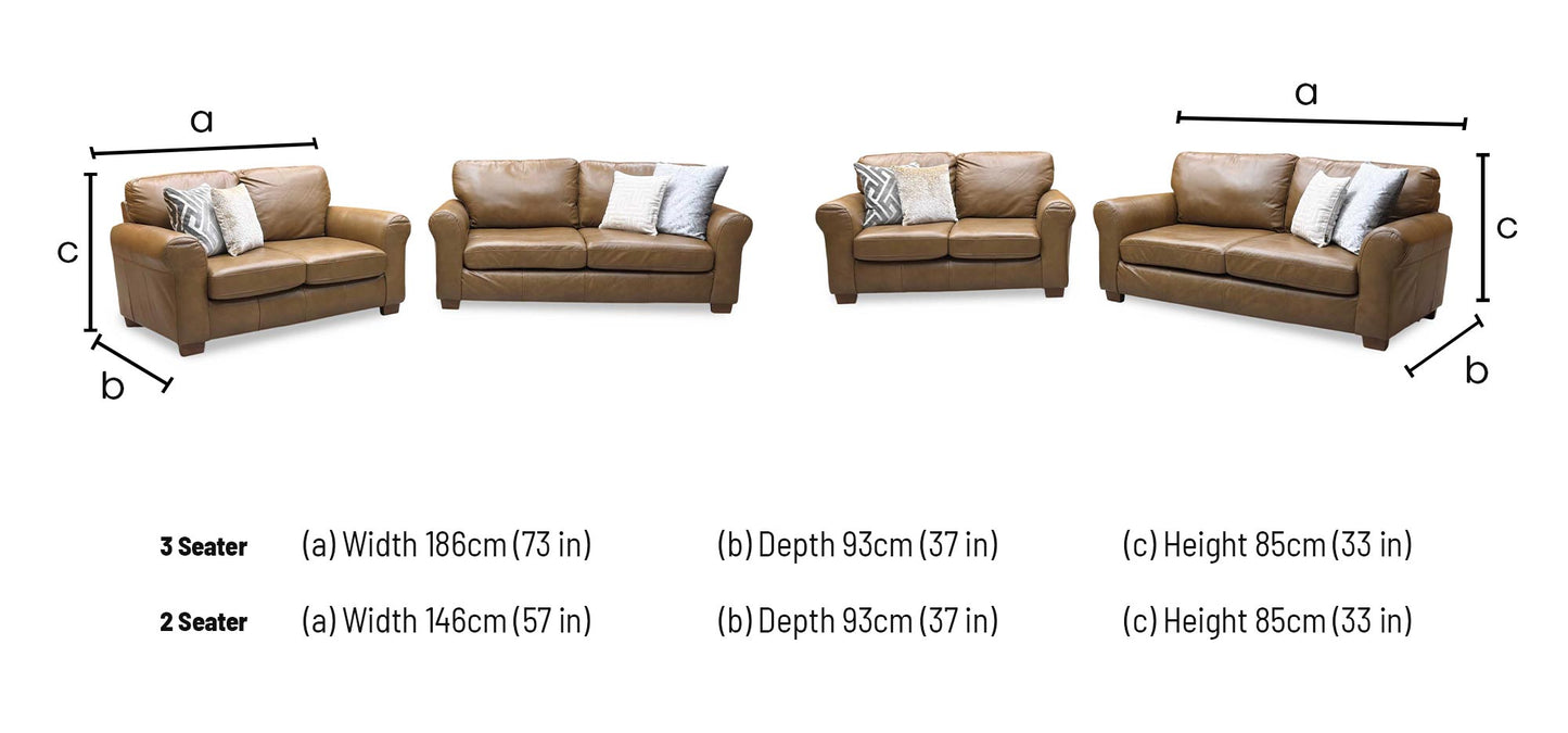 ‘Bailey' Tan Brown Leather 3 + 2 Seater Sofa Set