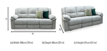 ‘Albion' Natural Chunky Weave Fabric 3 Seater High Back Manual Recliner Sofa