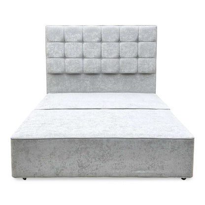 ‘Mia’ Premium 806 Simply Zinc Grey Fabric Floor Standing Headboard + 4 Draw Bespoke Sprung Divan Base - King