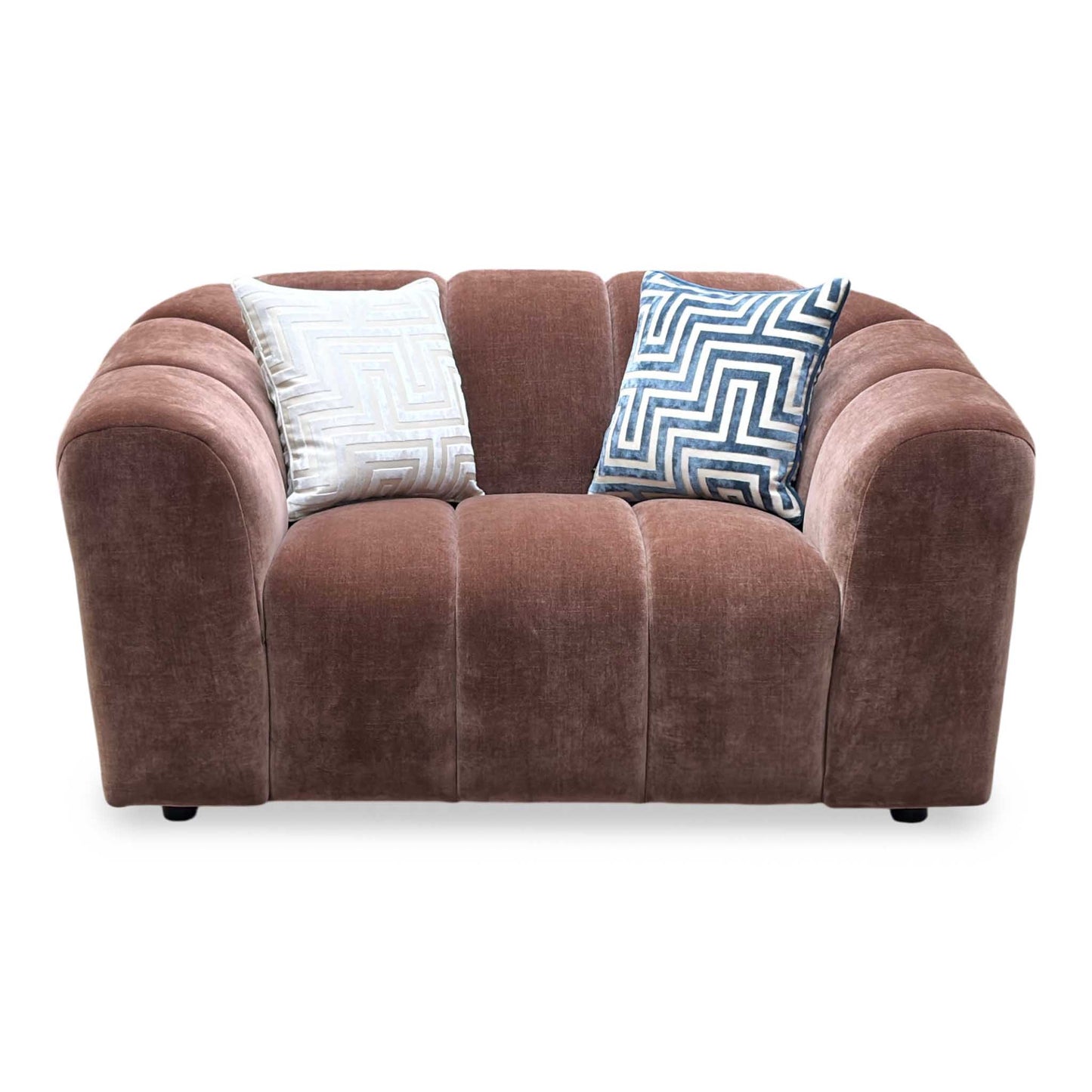 ‘Rhianna’ Manhattan Burnt Sienna Orange Fabric Cuddler Chair