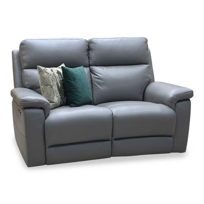 ‘Raven’ Oslo Elephant Grey Cat-40_15 Leather 2 Seater Power Recliner Sofa