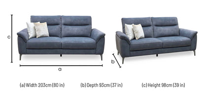 ‘Morgan’ Dexter Shadow Grey Fabric 3 Seater Sofa