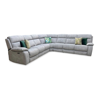 ‘Moreno’ Sfa-Pey-R09 Dove Grey Fabric Large Power Recliner Sofa + Armless Unit + Armless Unit