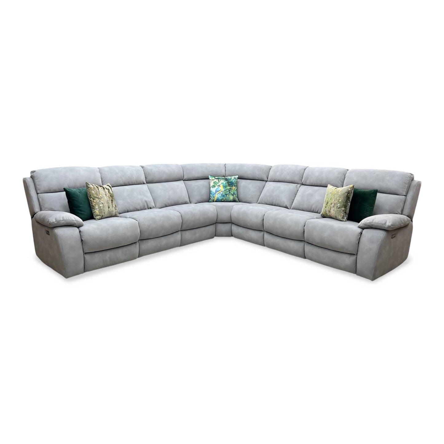 ‘Moreno’ Sfa-Pey-R09 Dove Grey Fabric Large Power Recliner Sofa + Armless Unit + Armless Unit