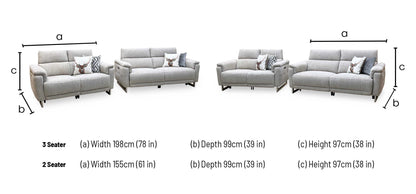 ‘Moet’ Anivia Khaki Fabric 3 + 2 Seater Power Recliner Sofa Set with Telescopic Headrests