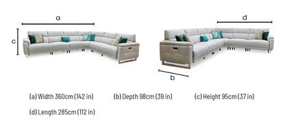 ‘Moet’ Anivia Khaki Large Power Recliner Sofa with Telescopic Headrests + Armless Unit