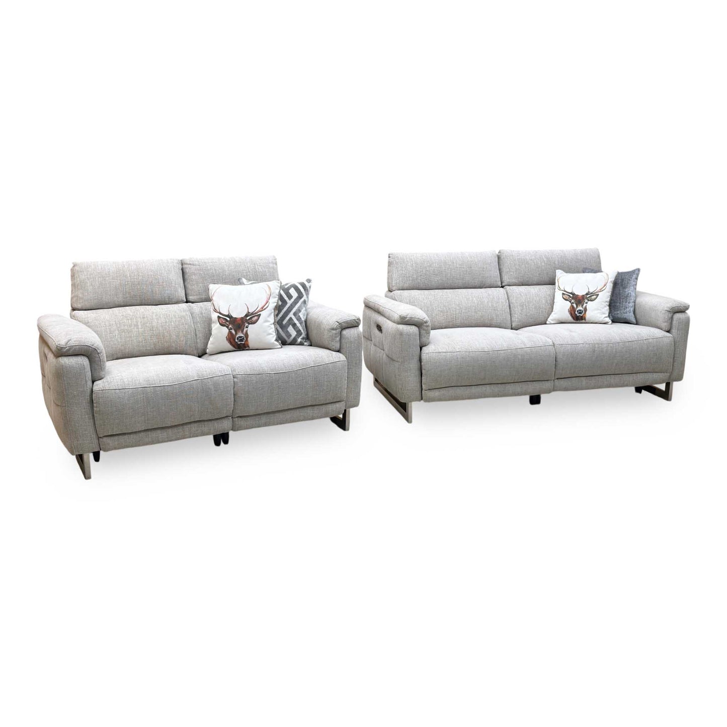 ‘Moet’ Anivia Khaki Fabric 3 + 2 Seater Power Recliner Sofa Set with Telescopic Headrests