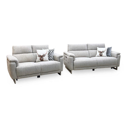 ‘Moet’ Anivia Khaki Fabric 3 + 2 Seater Power Recliner Sofa Set with Telescopic Headrests