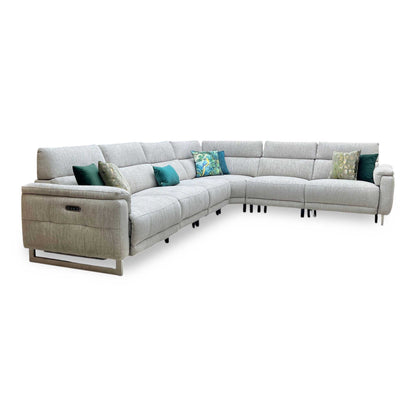 ‘Moet’ Anivia Khaki Large Power Recliner Sofa with Telescopic Headrests + Armless Unit