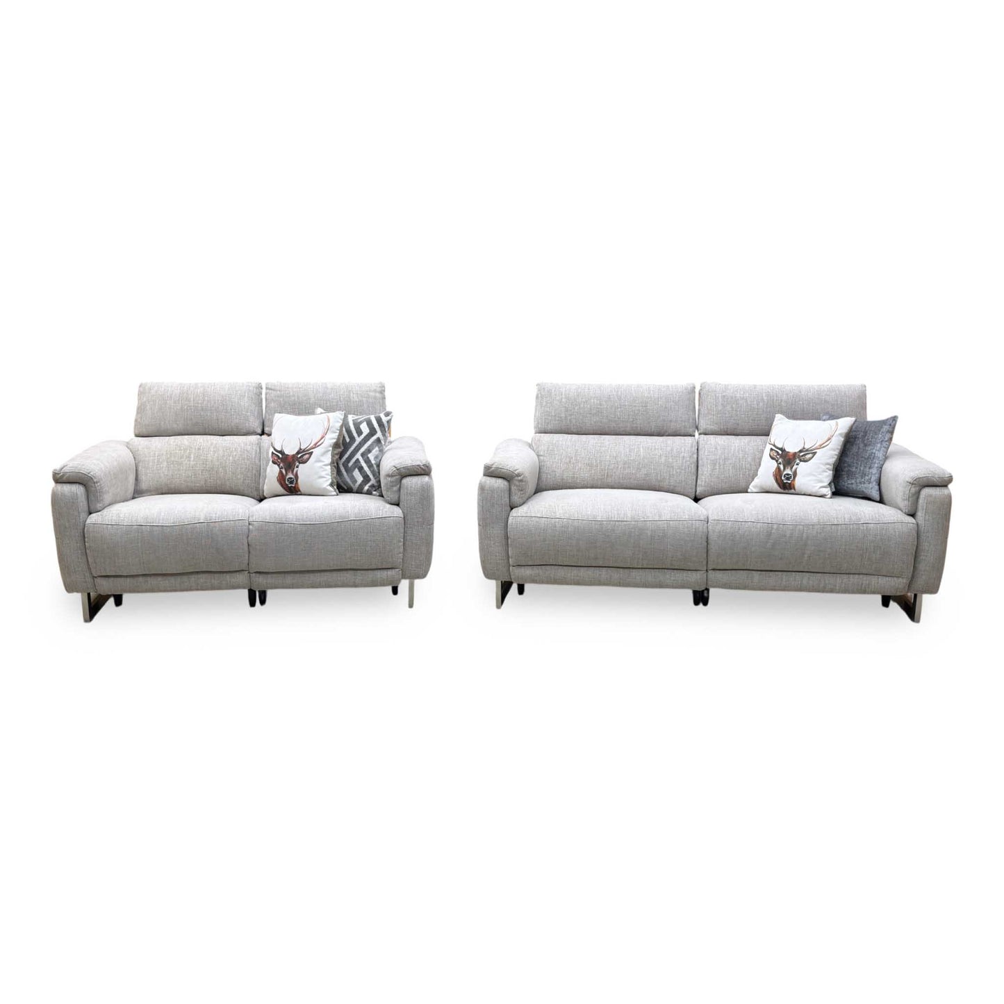 ‘Moet’ Anivia Khaki Fabric 3 + 2 Seater Power Recliner Sofa Set with Telescopic Headrests