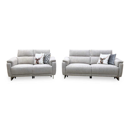 ‘Moet’ Anivia Khaki Fabric 3 + 2 Seater Power Recliner Sofa Set with Telescopic Headrests
