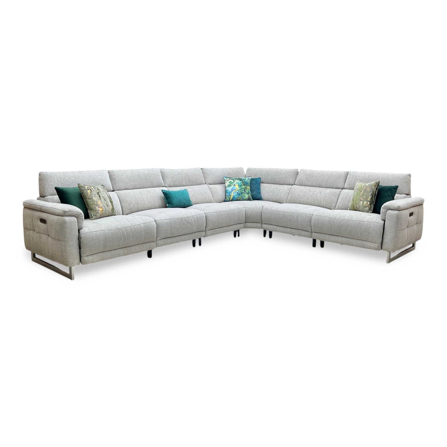 ‘Moet’ Anivia Khaki Large Power Recliner Sofa with Telescopic Headrests + Armless Unit