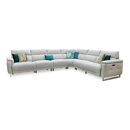 ‘Moet’ Anivia Khaki Large Power Recliner Sofa with Telescopic Headrests + Armless Unit