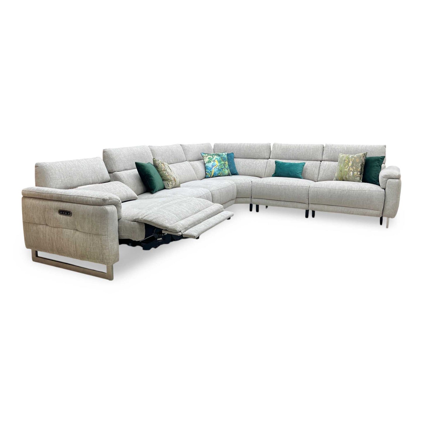 ‘Moet’ Anivia Khaki Large Power Recliner Sofa with Telescopic Headrests + Armless Unit