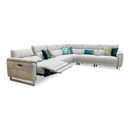 ‘Moet’ Anivia Khaki Large Power Recliner Sofa with Telescopic Headrests + Armless Unit