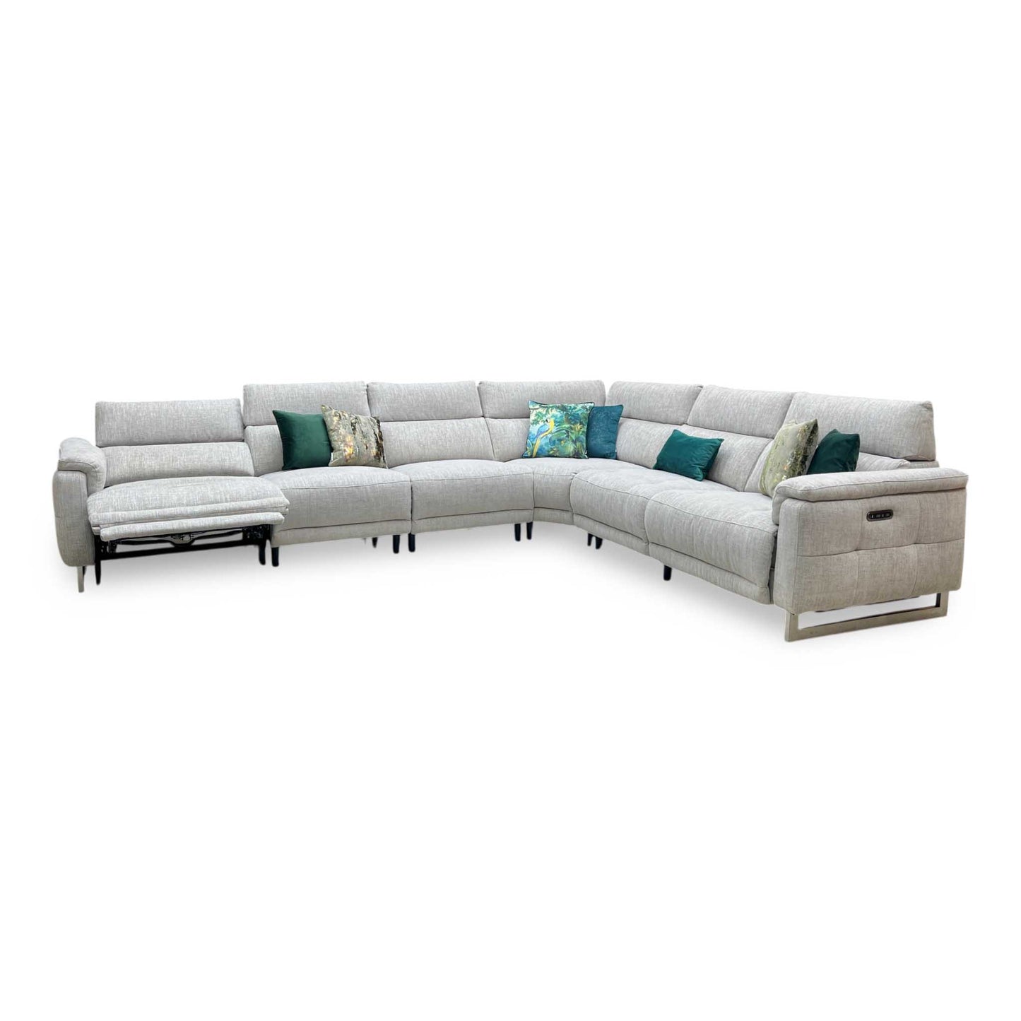 ‘Moet’ Anivia Khaki Large Power Recliner Sofa with Telescopic Headrests + Armless Unit
