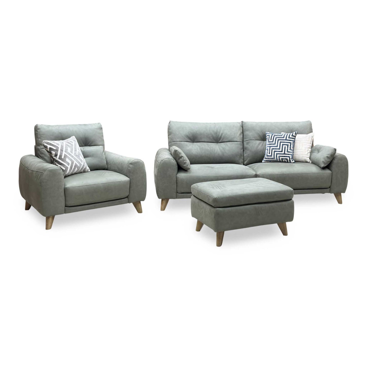 ‘Malmo’ Bfa-Ori-R12 Olive Green Fabric 3 Seater Sofa + Chair + Coffee Table Storage Footstool