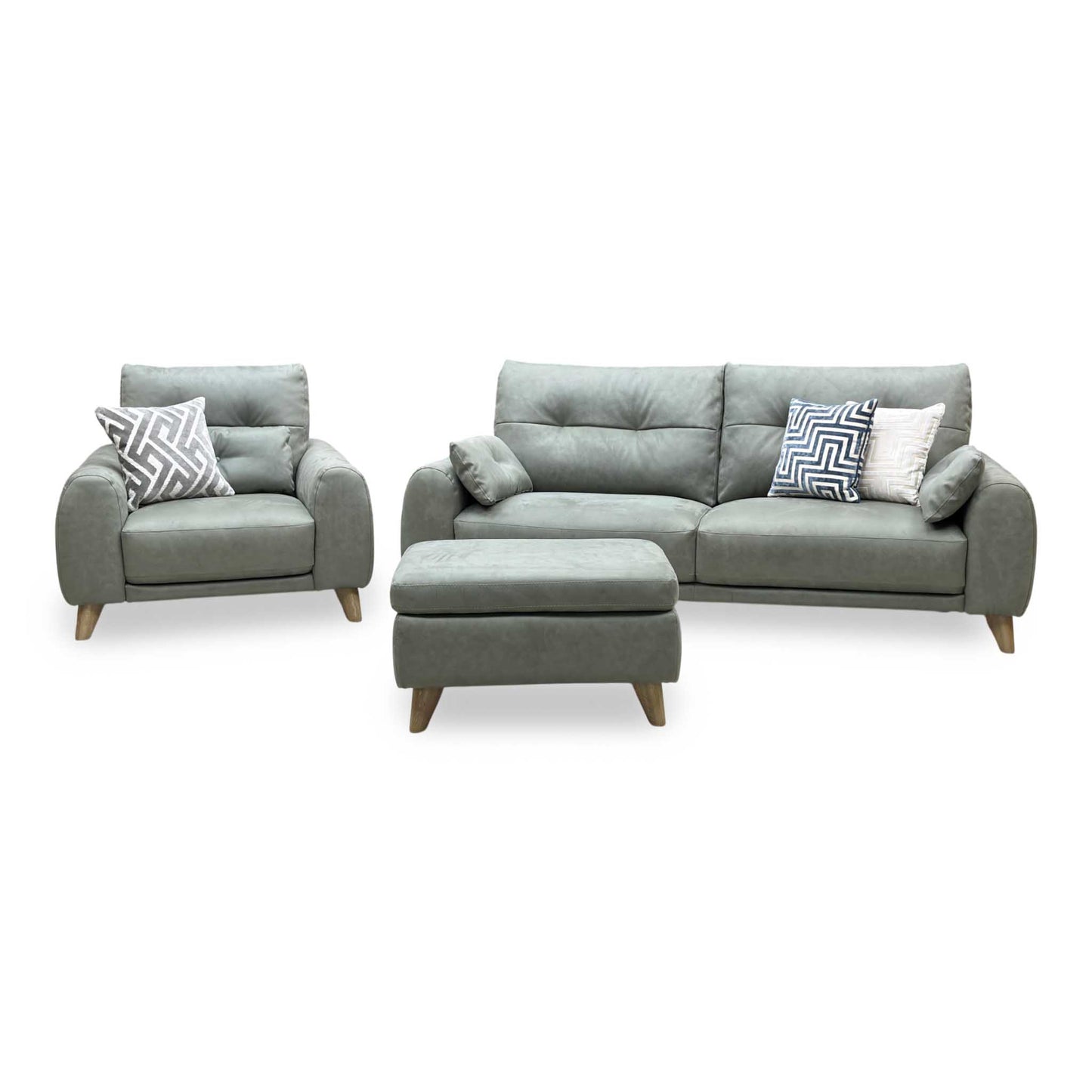 ‘Malmo’ Bfa-Ori-R12 Olive Green Fabric 3 Seater Sofa + Chair + Coffee Table Storage Footstool