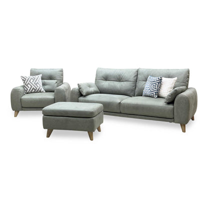 ‘Malmo’ Bfa-Ori-R12 Olive Green Fabric 3 Seater Sofa + Chair + Coffee Table Storage Footstool