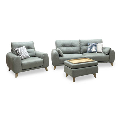 ‘Malmo’ Bfa-Ori-R12 Olive Green Fabric 3 Seater Sofa + Chair + Coffee Table Storage Footstool