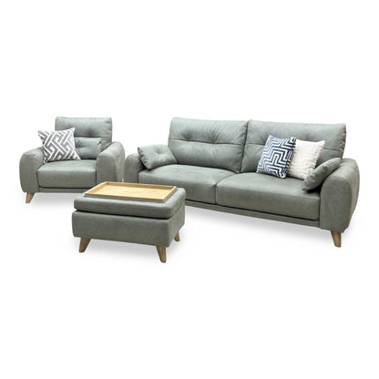 ‘Malmo’ Bfa-Ori-R12 Olive Green Fabric 3 Seater Sofa + Chair + Coffee Table Storage Footstool