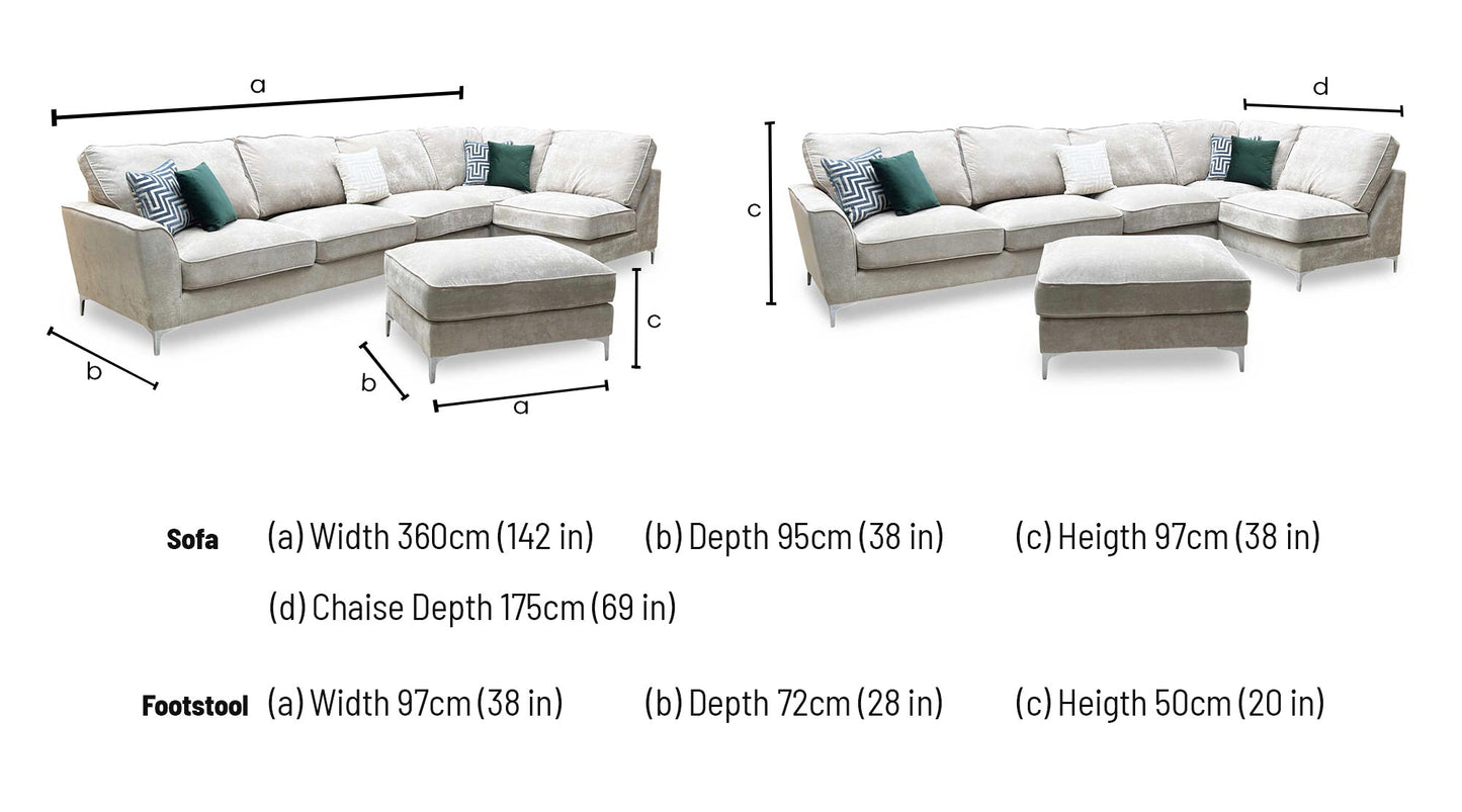 ‘Legend’ Kingston Mushroom Fabric Classic Back Corner Sofa + Armless Unit
