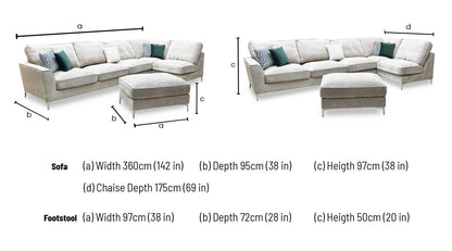 ‘Legend’ Kingston Mushroom Fabric Classic Back Corner Sofa + Armless Unit