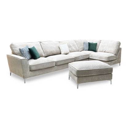 ‘Legend’ Kingston Mushroom Fabric Classic Back Corner Sofa + Armless Unit