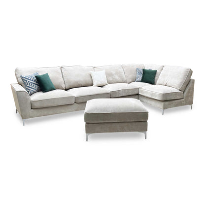 ‘Legend’ Kingston Mushroom Fabric Classic Back Corner Sofa + Armless Unit
