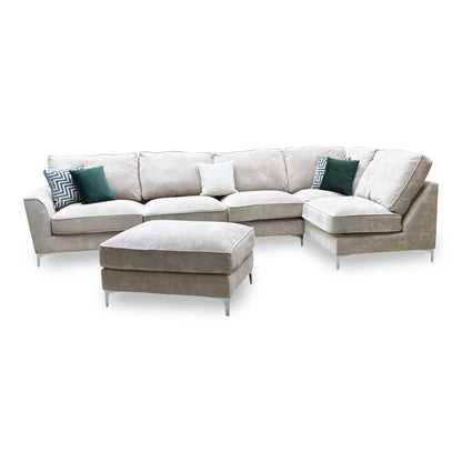 ‘Legend’ Kingston Mushroom Fabric Classic Back Corner Sofa + Armless Unit