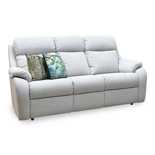 Full View ‘G Plan Kingsbury’ contemporary 3-seater stationary sofa, beautifully upholstered in high-grade A010 Swift Oatmeal fabric with an elegant, tailored design.
