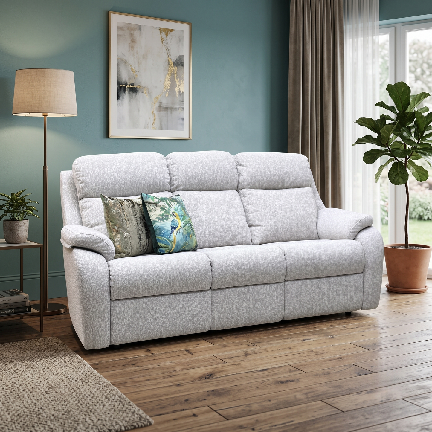 G Plan ‘Kingsbury’ A010 Swift Oatmeal Fabric 3 Seater Sofa
