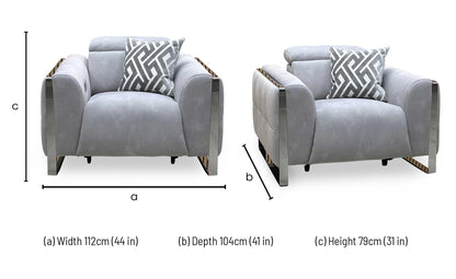 ‘Gisella’ Dexter Smoke Grey Fabric Power Recliner Chair with Power Headrest