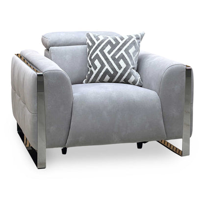 ‘Gisella’ Dexter Smoke Grey Fabric Power Recliner Chair with Power Headrest