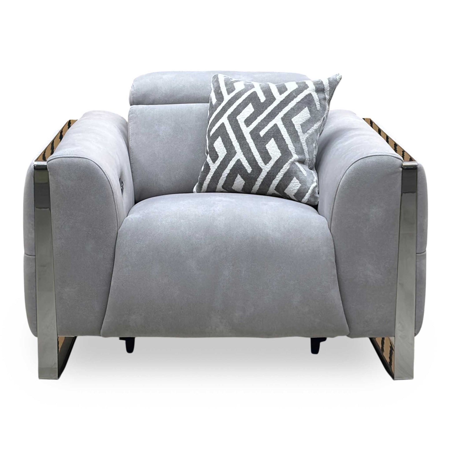 ‘Gisella’ Dexter Smoke Grey Fabric Power Recliner Chair with Power Headrest