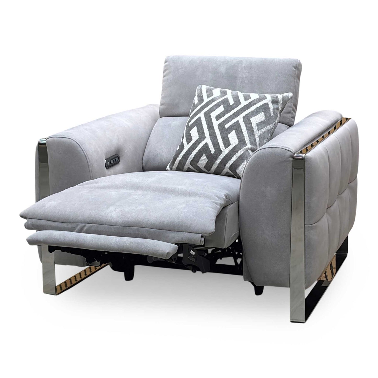 ‘Gisella’ Dexter Smoke Grey Fabric Power Recliner Chair with Power Headrest