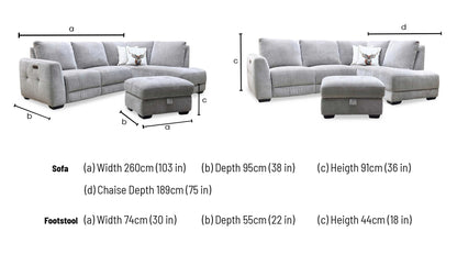 ‘Dinky’ Manhattan Nutmeg Fabric Corner Chaise End Sofa + Large Storage Footstool