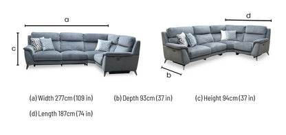 ‘Contempo’ Fab-Meg-R20 Pewter Grey Fabric Right Hand Facing Power Recliner Corner Sofa