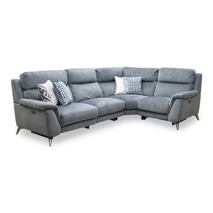 ‘Contempo’ Fab-Meg-R20 Pewter Grey Fabric Right Hand Facing Power Recliner Corner Sofa