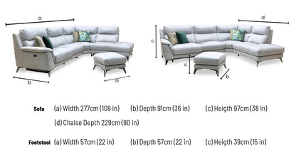 ‘Contempo’ Bfa-Ori-R07 Bluish Grey Fabric Right Hand Facing Power Recliner Corner Sofa