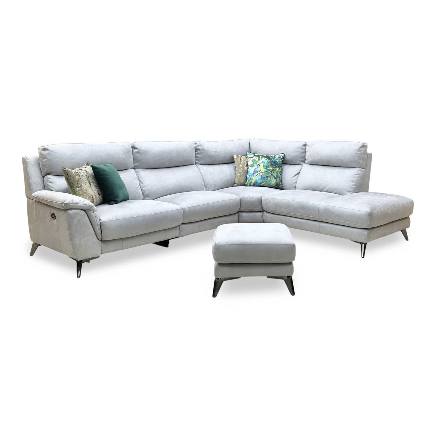 ‘Contempo’ Bfa-Ori-R07 Bluish Grey Fabric Right Hand Facing Power Recliner Corner Sofa