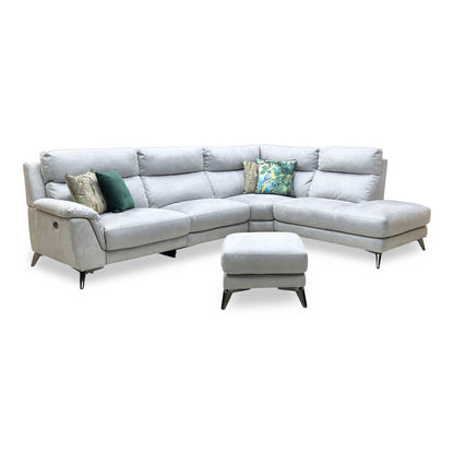 ‘Contempo’ Bfa-Ori-R07 Bluish Grey Fabric Right Hand Facing Power Recliner Corner Sofa