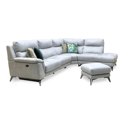 ‘Contempo’ Bfa-Ori-R07 Bluish Grey Fabric Right Hand Facing Power Recliner Corner Sofa