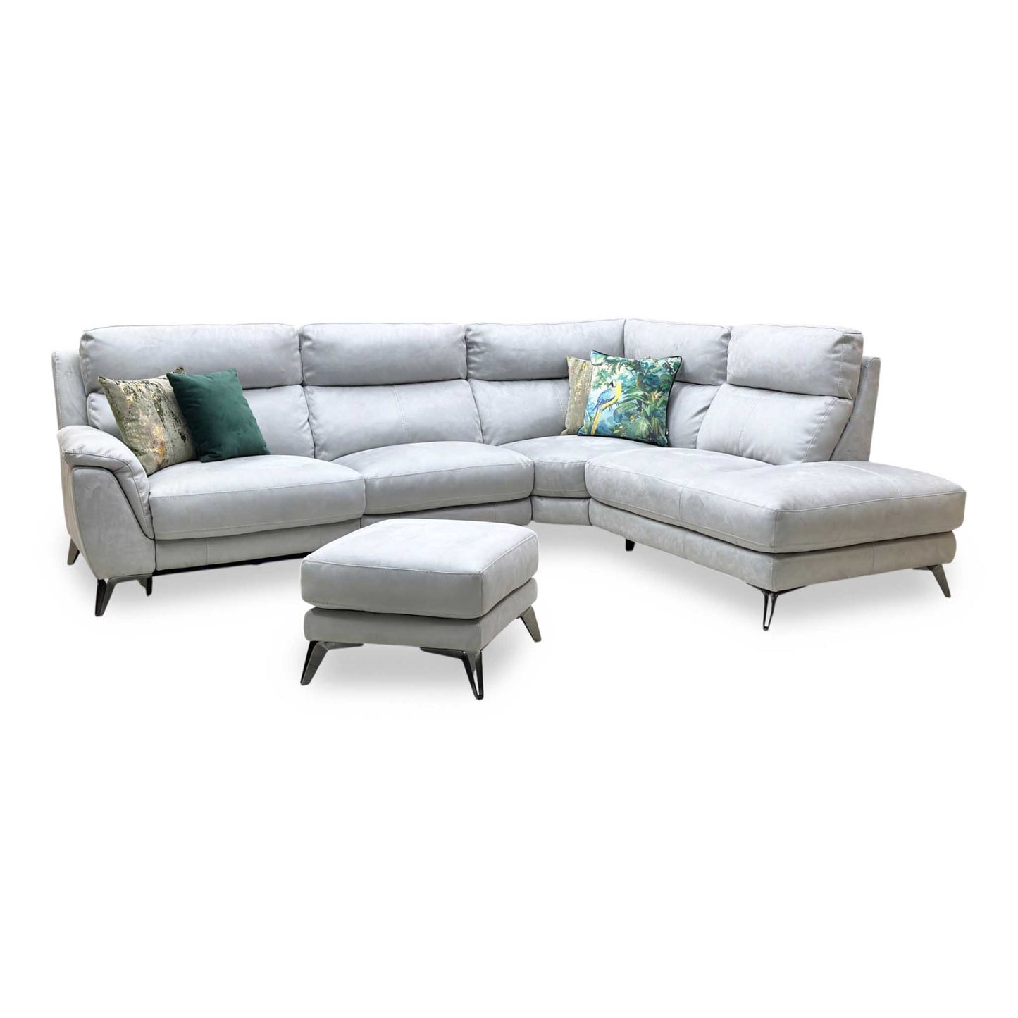 ‘Contempo’ Bfa-Ori-R07 Bluish Grey Fabric Right Hand Facing Power Recliner Corner Sofa