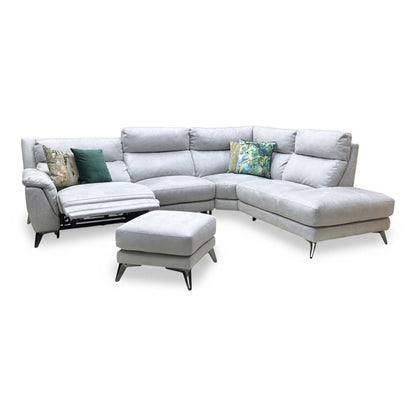 ‘Contempo’ Bfa-Ori-R07 Bluish Grey Fabric Right Hand Facing Power Recliner Corner Sofa