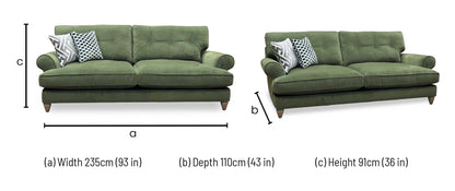 The Lounge Co. ‘Bronwyn’ Woo160 Woodland Moss Green Fabric 4 Seater Classic Back Sofa