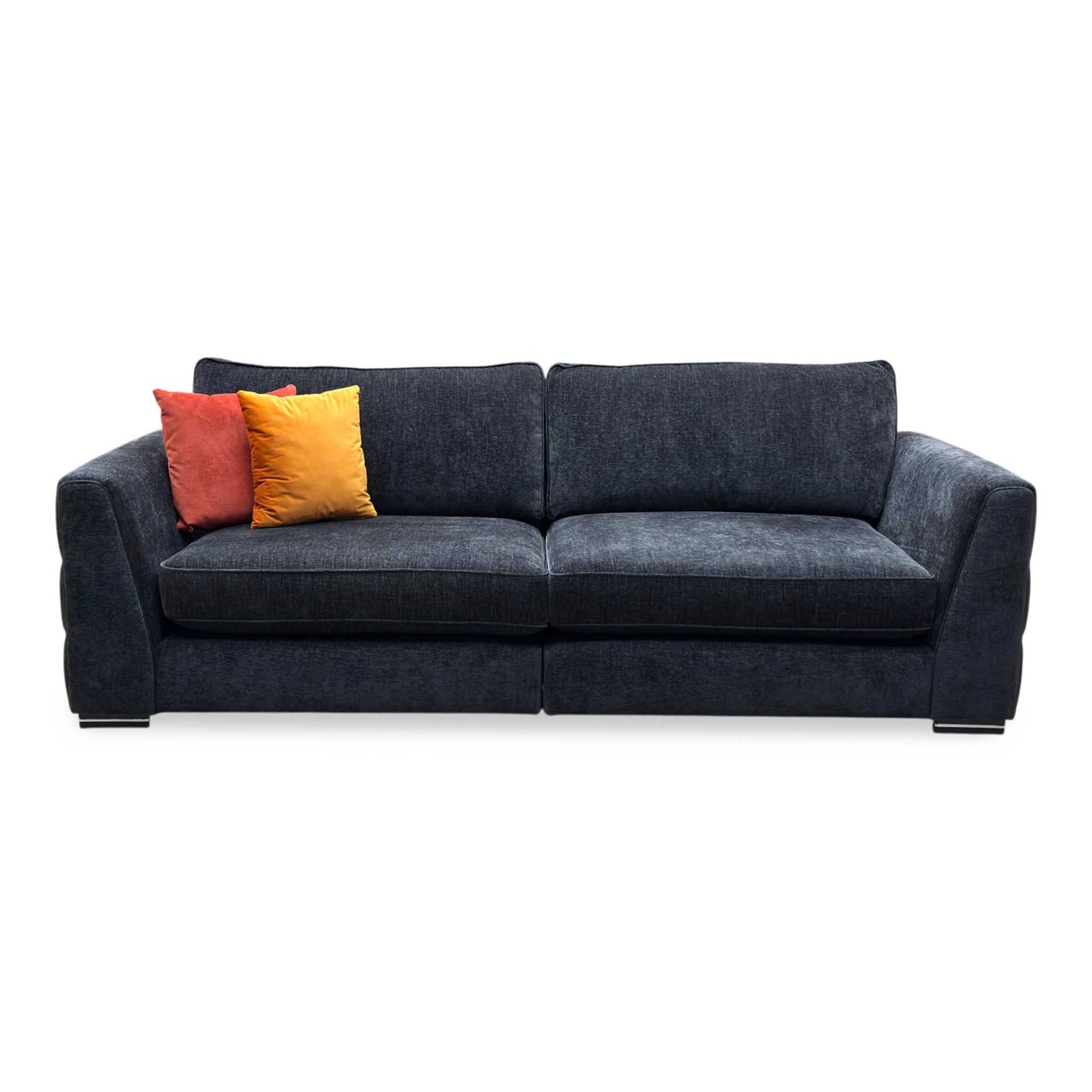 ‘Belissimo’ Mirage Black - Silver Cp Fabric 4 Seater Split Frame classic Back Sofa