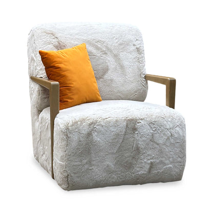 ‘Aura’ Kenzo Cream Lw Faux Fur Swivel Chair