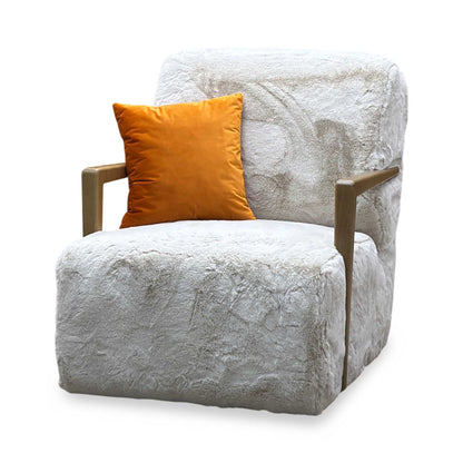 ‘Aura’ Kenzo Cream Lw Faux Fur Swivel Chair